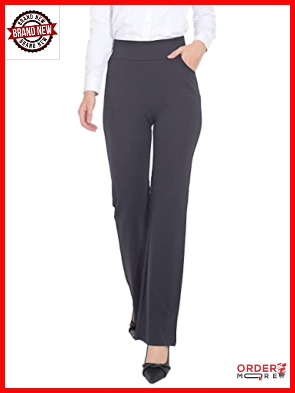 Women's High Waist Stretchy Bootcut Work Pants with Pockets